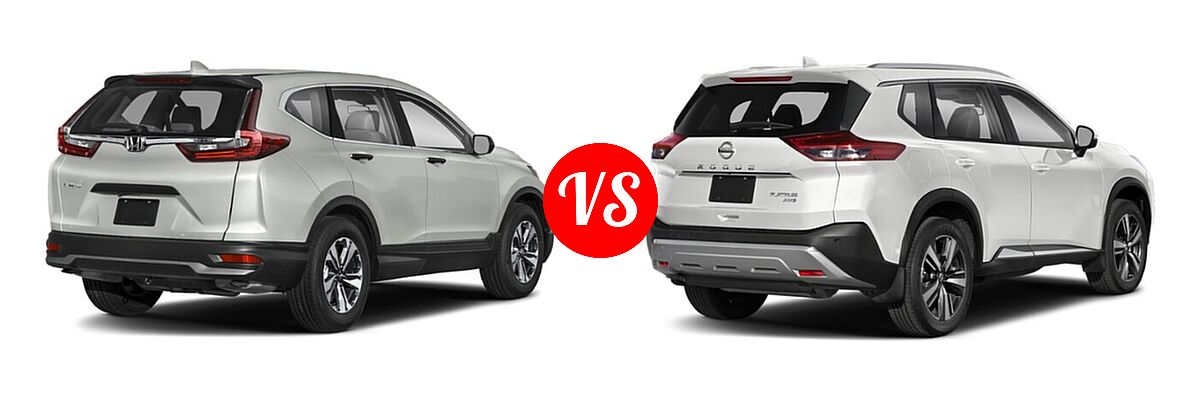 2021 Honda CR-V SUV LX vs. 2021 Nissan Rogue SUV Platinum - Rear Right Comparison
