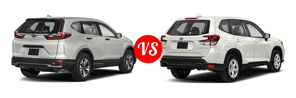 2021 Honda CR-V SUV LX vs. 2021 Subaru Forester SUV CVT / Premium - Rear Right Comparison