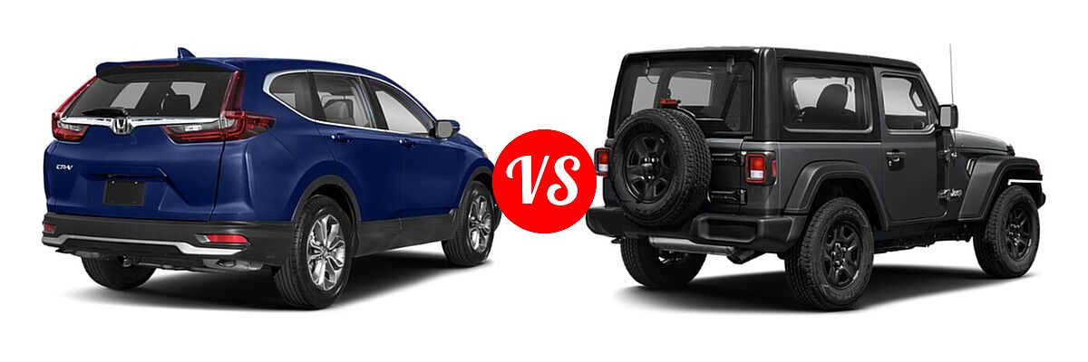 2021 Honda CR-V SUV EX vs. 2021 Jeep Wrangler SUV 80th Anniversary / Freedom / Islander / Sport / Sport S / Willys / Willys Sport - Rear Right Comparison