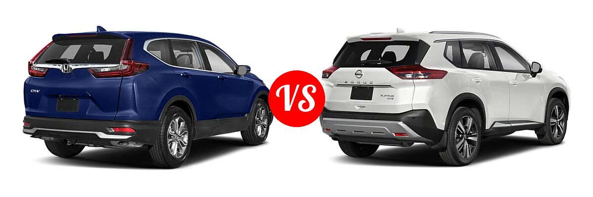 2021 Honda CR-V SUV EX vs. 2021 Nissan Rogue SUV Platinum - Rear Right Comparison