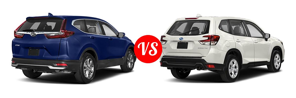 2021 Honda CR-V SUV EX vs. 2021 Subaru Forester SUV CVT / Premium - Rear Right Comparison