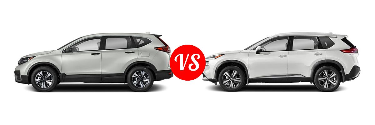 2021 Honda CR-V SUV LX vs. 2021 Nissan Rogue SUV S / SL / SV - Side Comparison