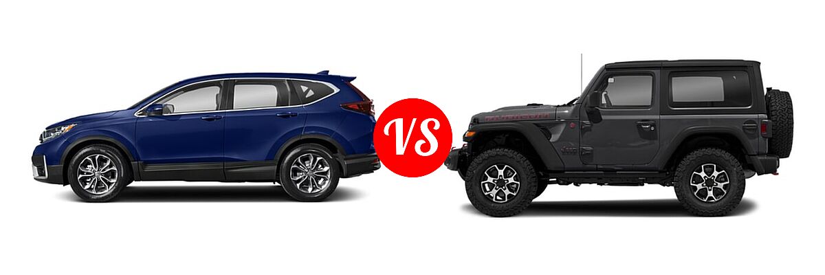 2021 Honda CR-V SUV EX vs. 2021 Jeep Wrangler SUV Rubicon - Side Comparison