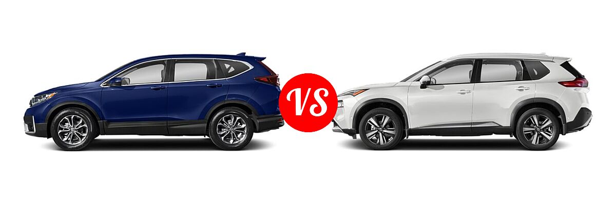 2021 Honda CR-V SUV EX vs. 2021 Nissan Rogue SUV S / SL / SV - Side Comparison