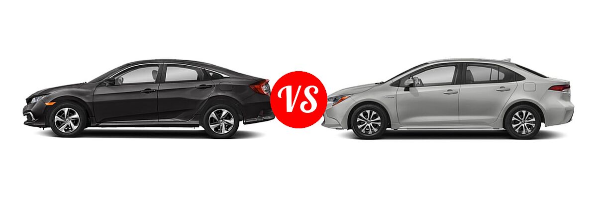 2021 Honda Civic Sedan LX vs. 2021 Toyota Corolla Sedan Hybrid Hybrid LE - Side Comparison
