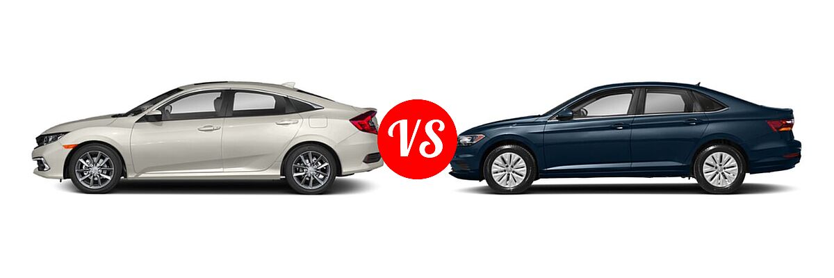2021 Honda Civic Sedan EX vs. 2021 Volkswagen Jetta Sedan S / SE / SEL / SEL Premium - Side Comparison