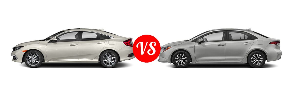 2021 Honda Civic Sedan EX vs. 2021 Toyota Corolla Sedan Hybrid Hybrid LE - Side Comparison