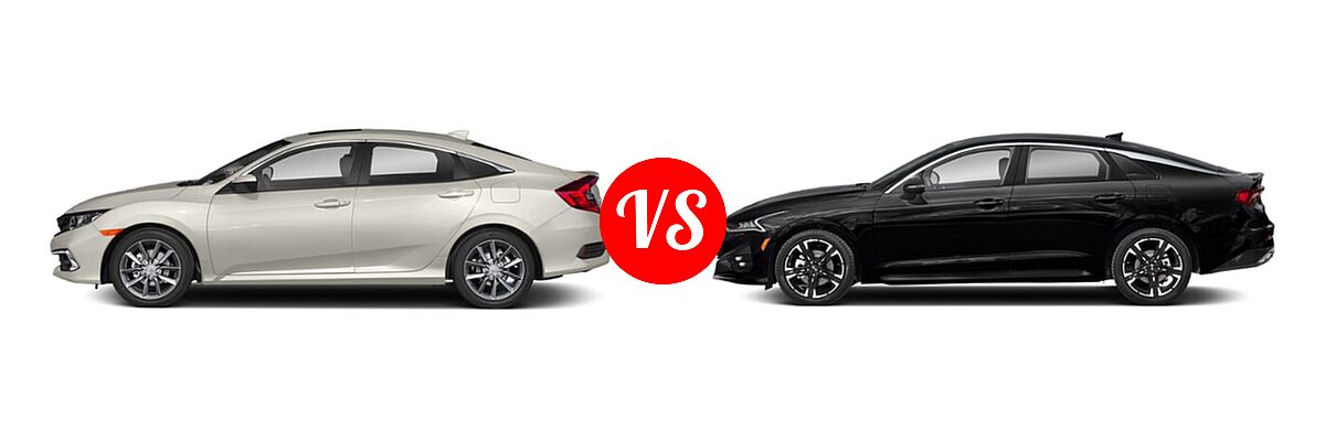 2021 Honda Civic Sedan EX vs. 2021 Kia K5 Sedan GT-Line - Side Comparison