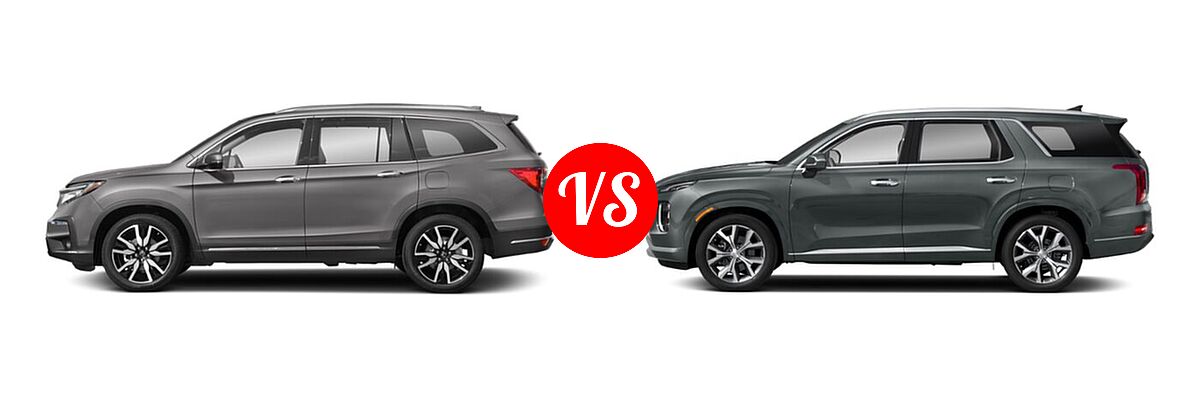 2021 Honda Pilot SUV Touring 8-Passenger vs. 2021 Hyundai Palisade SUV Limited - Side Comparison