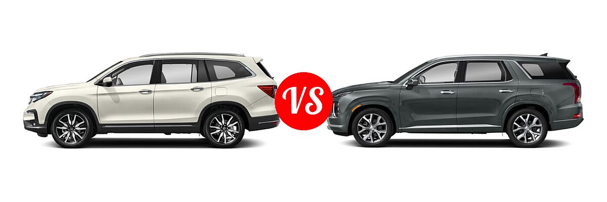 2021 Honda Pilot SUV Touring 7-Passenger vs. 2021 Hyundai Palisade SUV Limited - Side Comparison