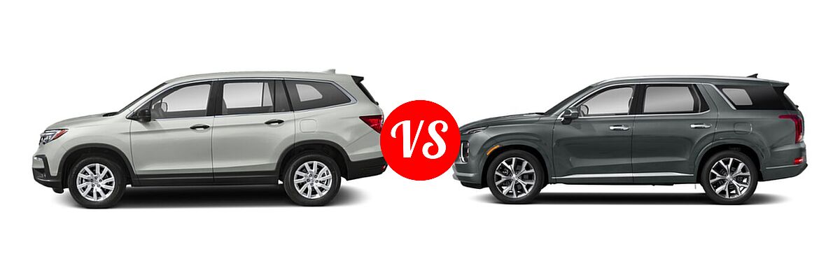 2021 Honda Pilot SUV LX vs. 2021 Hyundai Palisade SUV Limited - Side Comparison