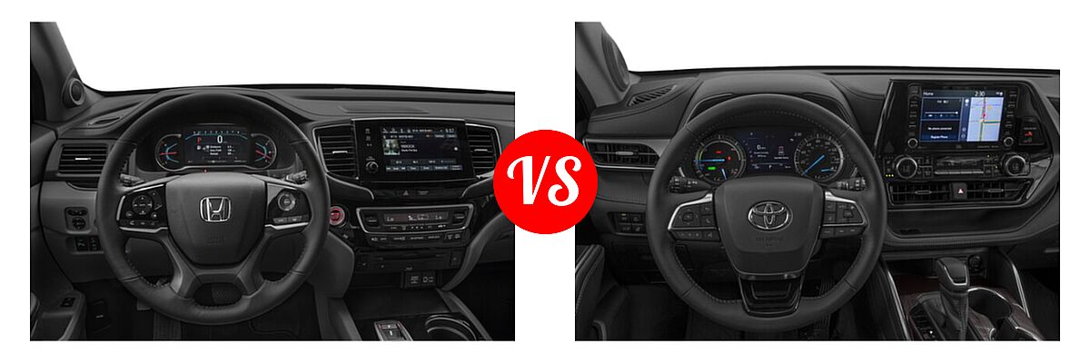 2021 Honda Pilot SUV Touring 7-Passenger vs. 2021 Toyota Highlander Hybrid SUV Hybrid Hybrid Limited - Dashboard Comparison