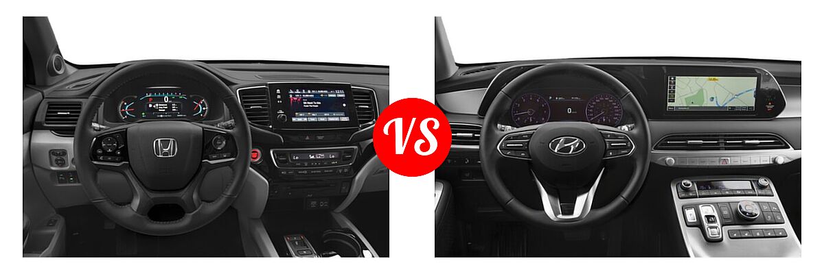 2021 Honda Pilot SUV Touring 8-Passenger vs. 2021 Hyundai Palisade SUV Calligraphy / SE / SEL - Dashboard Comparison