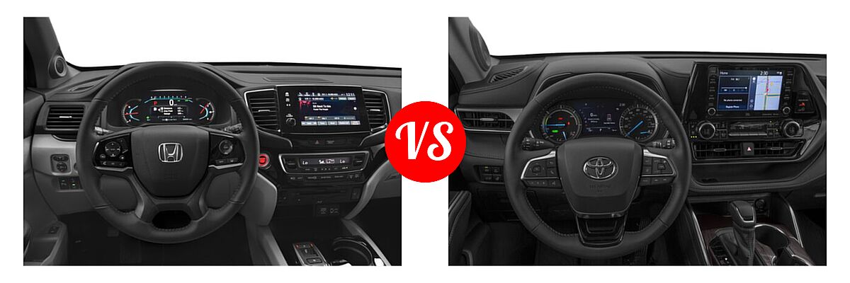 2021 Honda Pilot SUV Touring 8-Passenger vs. 2021 Toyota Highlander Hybrid SUV Hybrid Hybrid Limited - Dashboard Comparison