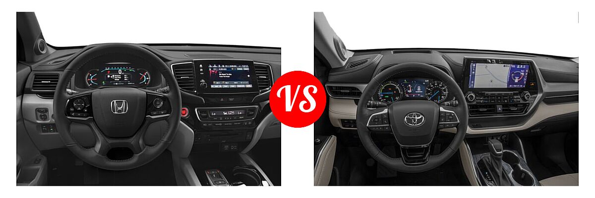 2021 Honda Pilot SUV Touring 8-Passenger vs. 2021 Toyota Highlander Hybrid SUV Hybrid Hybrid Platinum - Dashboard Comparison