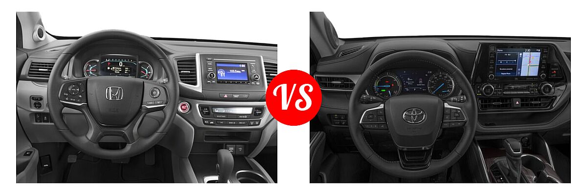 2021 Honda Pilot SUV LX vs. 2021 Toyota Highlander Hybrid SUV Hybrid Hybrid Limited - Dashboard Comparison