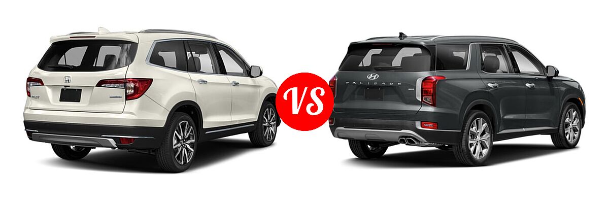 2021 Honda Pilot SUV Touring 7-Passenger vs. 2021 Hyundai Palisade SUV Calligraphy / SE / SEL - Rear Right Comparison
