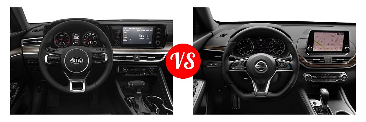 2021 Kia K5 Sedan EX vs. 2021 Nissan Altima Sedan 2.5 Platinum / 2.5 SL / 2.5 SV - Dashboard Comparison