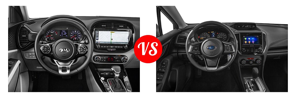 2021 Kia Soul Hatchback EX vs. 2021 Subaru Impreza Hatchback 5-door CVT / 5-door Manual / Premium - Dashboard Comparison