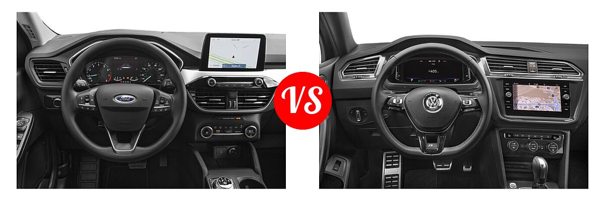 2021 Ford Escape SUV S / SE vs. 2021 Volkswagen Tiguan SUV SEL Premium R-Line - Dashboard Comparison