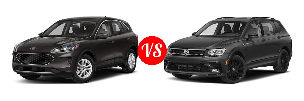 2021 Ford Escape SUV S / SE vs. 2021 Volkswagen Tiguan SUV SE R-Line Black - Front Left Comparison