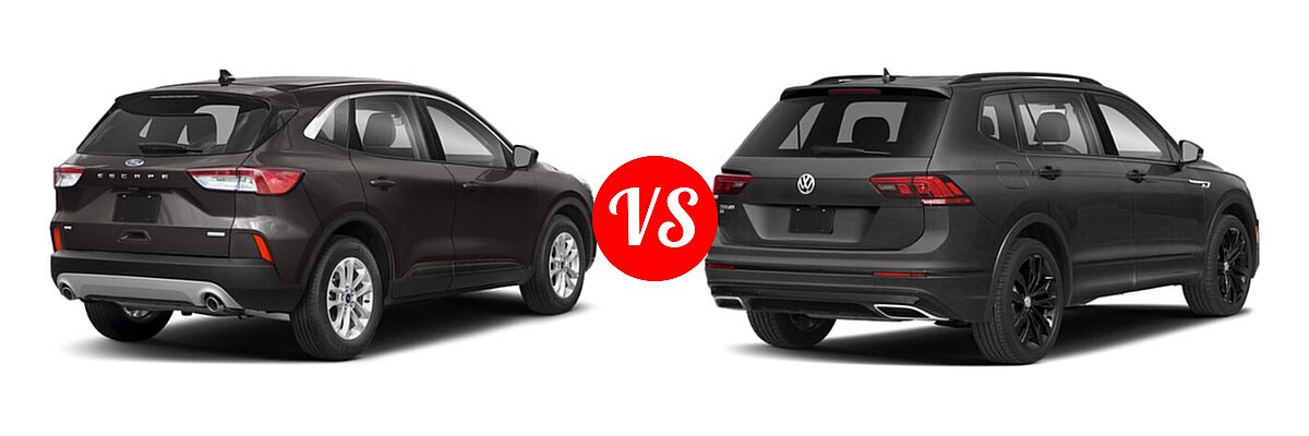 2021 Ford Escape SUV S / SE vs. 2021 Volkswagen Tiguan SUV SE R-Line Black - Rear Right Comparison