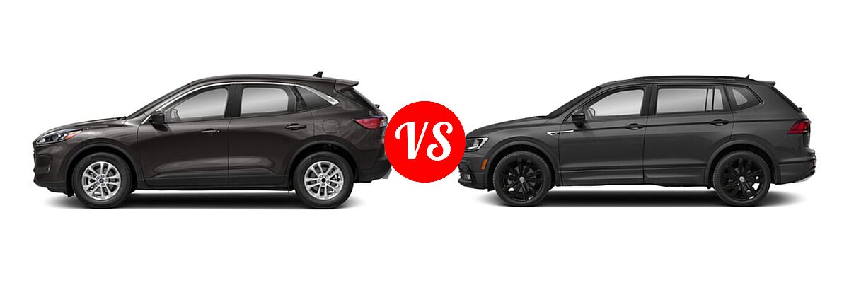2021 Ford Escape SUV S / SE vs. 2021 Volkswagen Tiguan SUV SE R-Line Black - Side Comparison