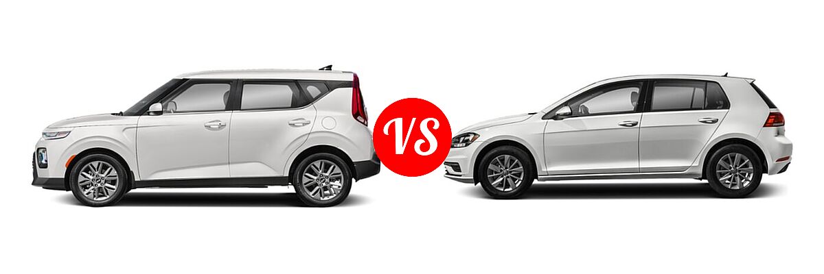 2021 Kia Soul Hatchback EX vs. 2021 Volkswagen Golf Hatchback TSI - Side Comparison