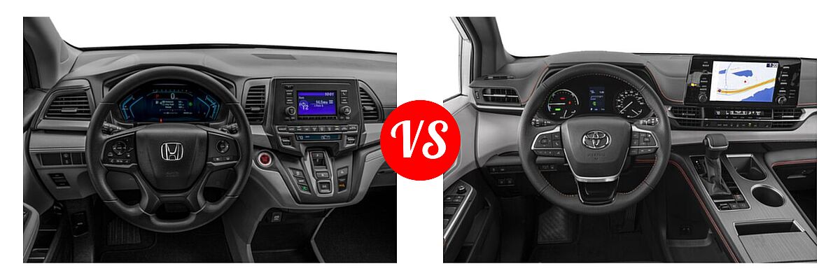 2021 Honda Odyssey Minivan LX vs. 2021 Toyota Sienna Minivan Hybrid XSE - Dashboard Comparison