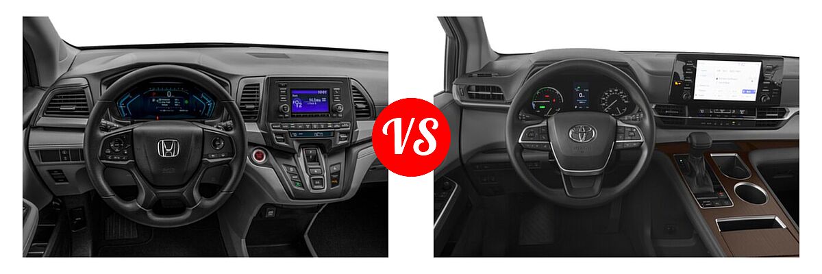 2021 Honda Odyssey Minivan LX vs. 2021 Toyota Sienna Minivan Hybrid LE - Dashboard Comparison