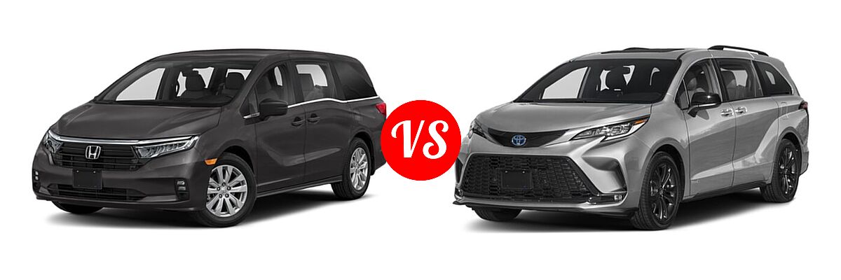 2021 Honda Odyssey Minivan LX vs. 2021 Toyota Sienna Minivan Hybrid XSE - Front Left Comparison
