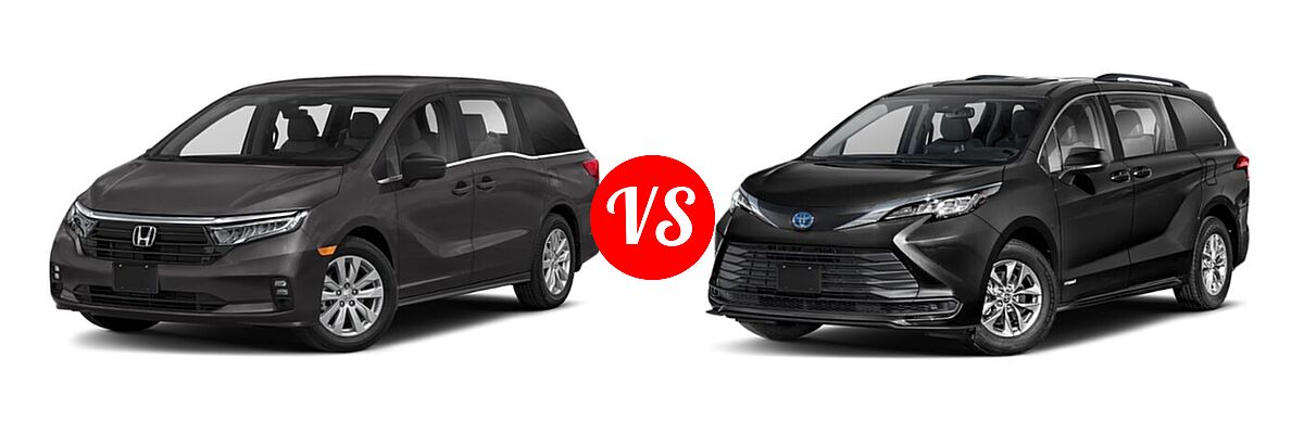 2021 Honda Odyssey Minivan LX vs. 2021 Toyota Sienna Minivan Hybrid LE - Front Left Comparison