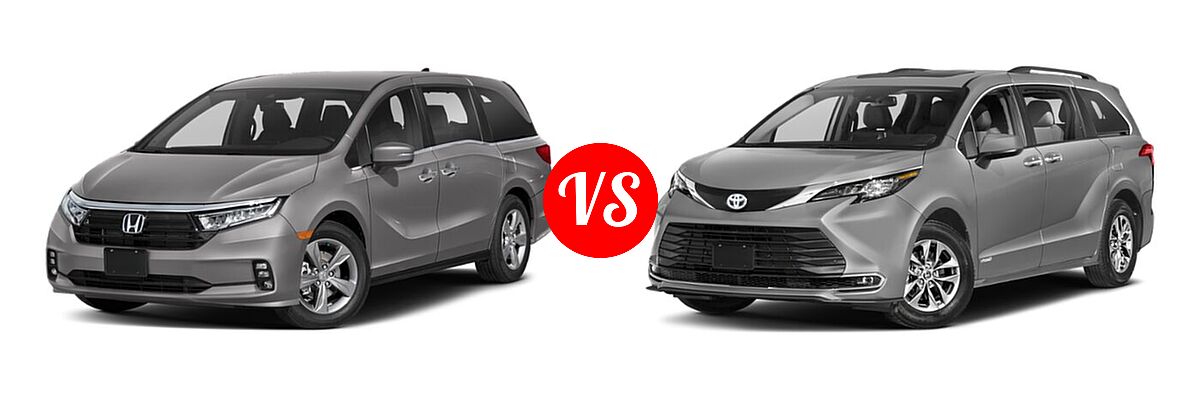 2021 Honda Odyssey Minivan EX vs. 2021 Toyota Sienna Minivan Hybrid XLE - Front Left Comparison
