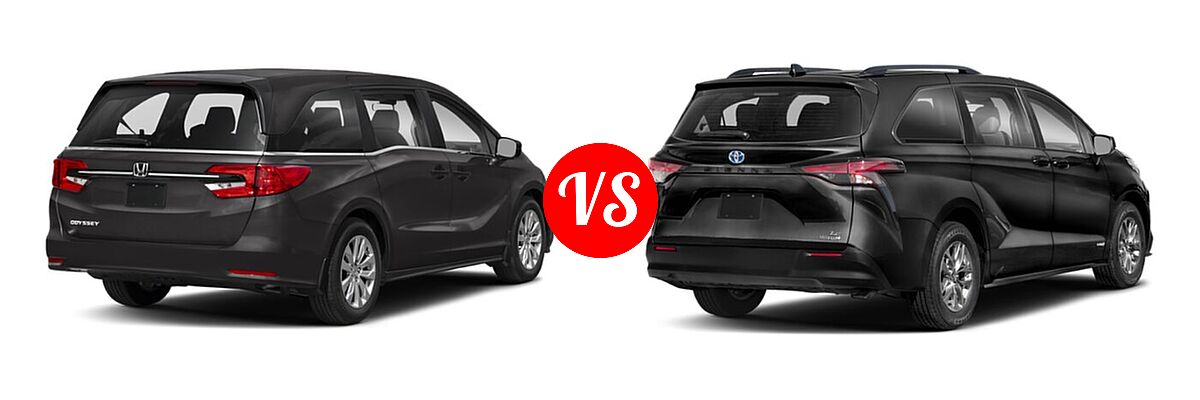 2021 Honda Odyssey Minivan LX vs. 2021 Toyota Sienna Minivan Hybrid LE - Rear Right Comparison