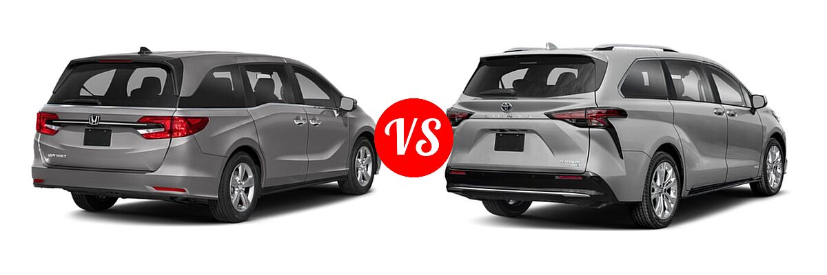 2021 Honda Odyssey Minivan EX vs. 2021 Toyota Sienna Minivan Hybrid Platinum - Rear Right Comparison