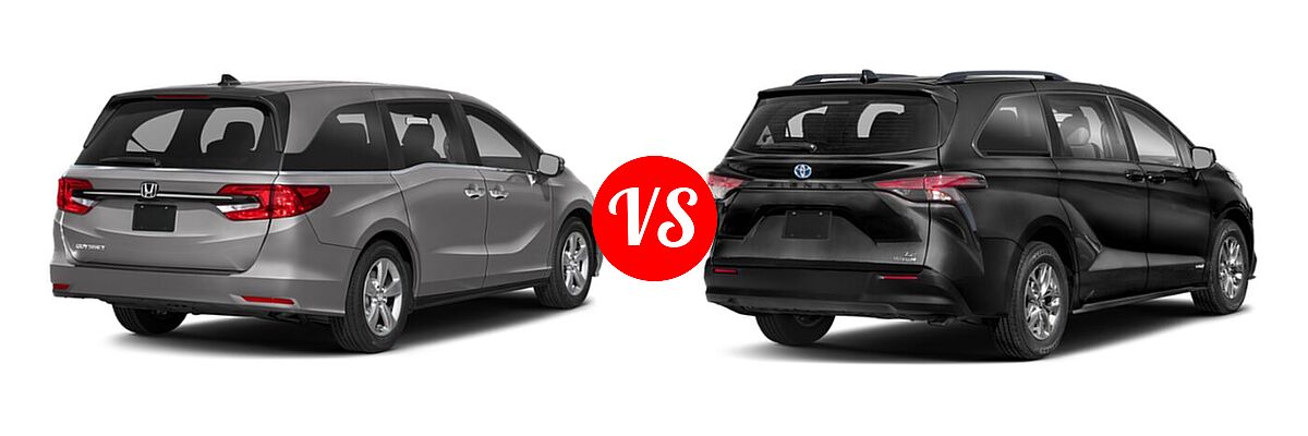 2021 Honda Odyssey Minivan EX vs. 2021 Toyota Sienna Minivan Hybrid LE - Rear Right Comparison