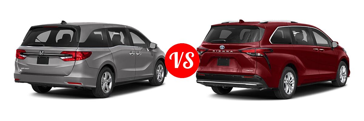 2021 Honda Odyssey Minivan EX vs. 2021 Toyota Sienna Minivan Hybrid Limited - Rear Right Comparison