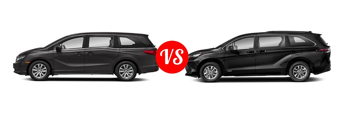 2021 Honda Odyssey Minivan LX vs. 2021 Toyota Sienna Minivan Hybrid LE - Side Comparison