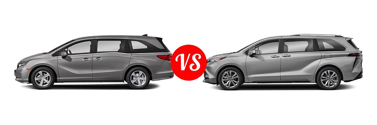 2021 Honda Odyssey Minivan EX vs. 2021 Toyota Sienna Minivan Hybrid Platinum - Side Comparison
