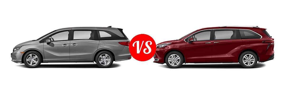 2021 Honda Odyssey Minivan EX vs. 2021 Toyota Sienna Minivan Hybrid Limited - Side Comparison