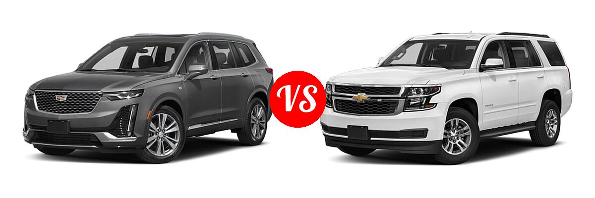 2020 Cadillac XT6 SUV AWD Premium Luxury / FWD Premium Luxury vs. 2020 Chevrolet Tahoe SUV LS / LT - Front Left Comparison