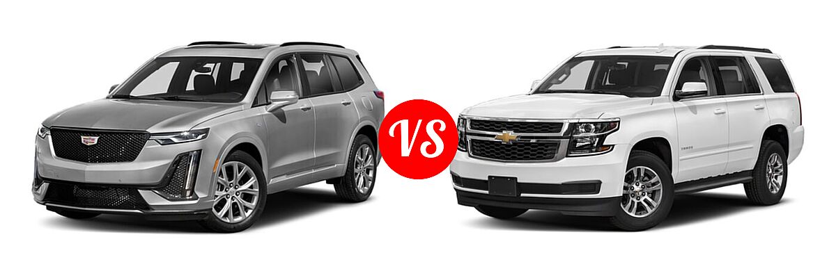 2020 Cadillac XT6 SUV AWD Sport vs. 2020 Chevrolet Tahoe SUV LS / LT - Front Left Comparison