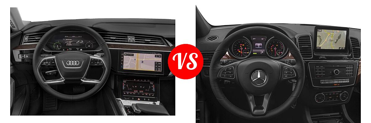 2021 Audi e-tron SUV Electric Premium / Premium Plus / Prestige vs. 2018 Mercedes-Benz GLE-Class SUV Hybrid GLE 550e - Dashboard Comparison