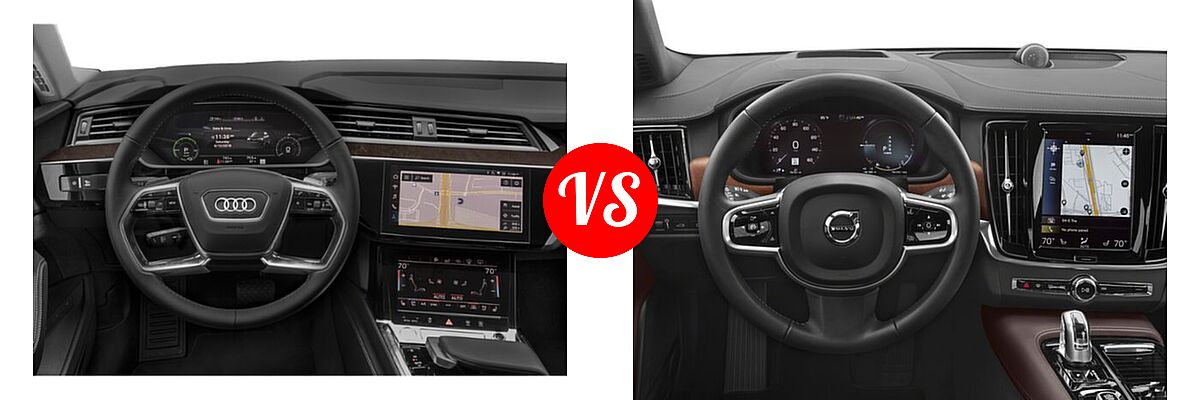 2021 Audi e-tron SUV Electric Premium / Premium Plus / Prestige vs. 2018 Volvo S90 Sedan Hybrid Inscription / Momentum - Dashboard Comparison