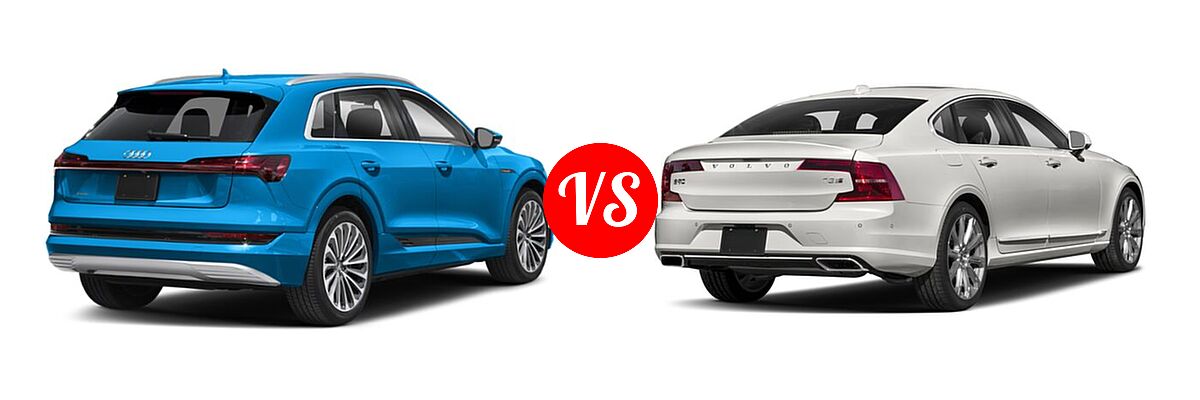 2021 Audi e-tron SUV Electric Premium / Premium Plus / Prestige vs. 2018 Volvo S90 Sedan Hybrid Inscription / Momentum - Rear Right Comparison