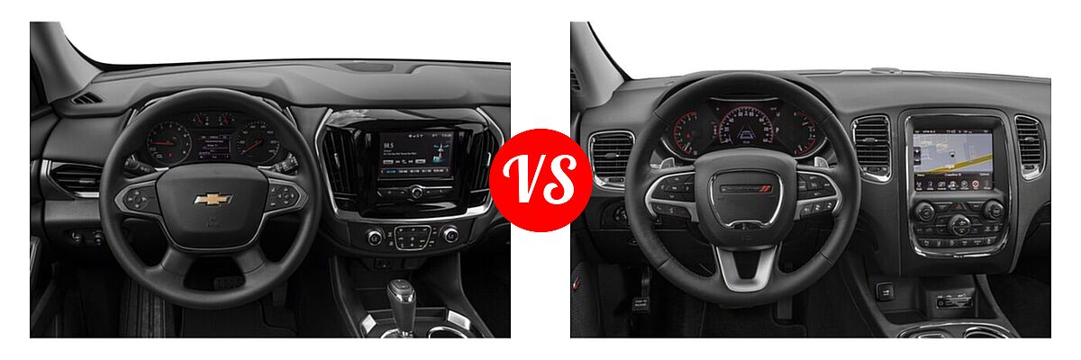 2020 Chevrolet Traverse SUV L / LS vs. 2020 Dodge Durango SUV GT / GT Plus / SXT / SXT Plus - Dashboard Comparison