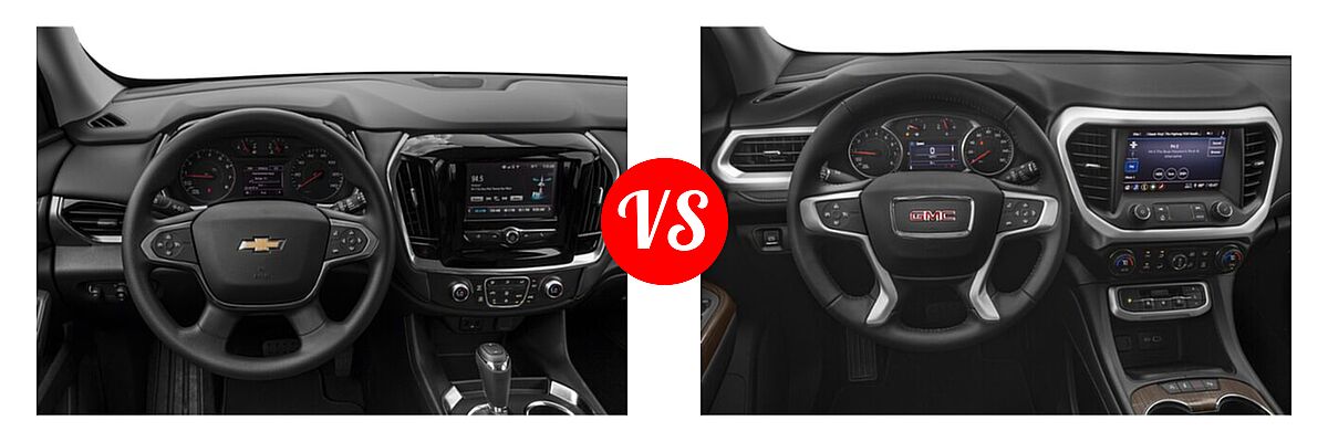 2020 Chevrolet Traverse SUV L / LS vs. 2020 GMC Acadia SUV AT4 / Denali / SL / SLE / SLT - Dashboard Comparison