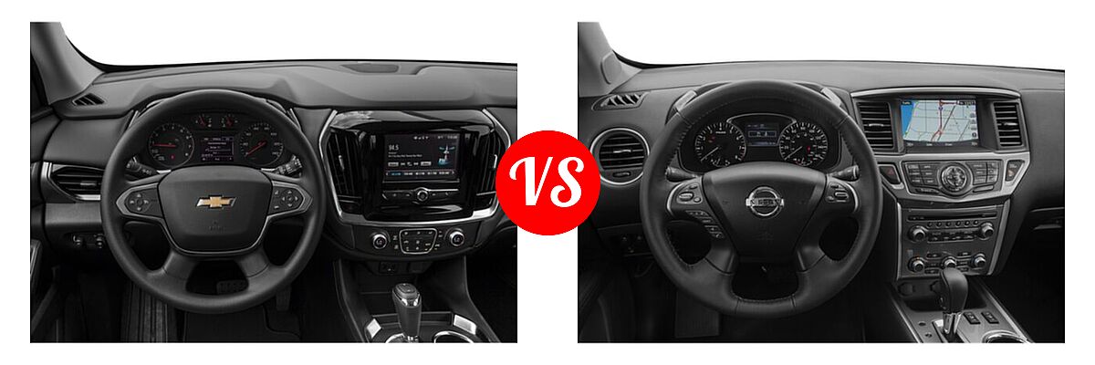 2020 Chevrolet Traverse SUV L / LS vs. 2020 Nissan Pathfinder SUV SL / SV - Dashboard Comparison