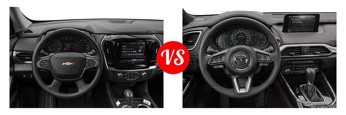 2020 Chevrolet Traverse SUV L / LS vs. 2020 Mazda CX-9 SUV Touring - Dashboard Comparison