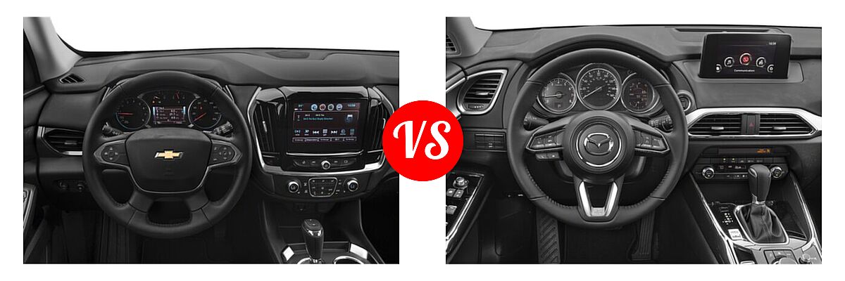 2020 Chevrolet Traverse SUV LT Cloth / LT Leather / RS vs. 2020 Mazda CX-9 SUV Sport - Dashboard Comparison